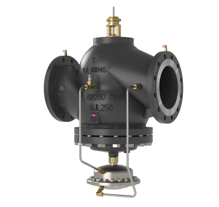 Danfoss • AB-QM • Karimás • Automatikus térfogatáram-szabályozó • Három mérőcsonkkal • DN200 • Qmax:200m3/h